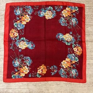 Floral Red Silk Scarf